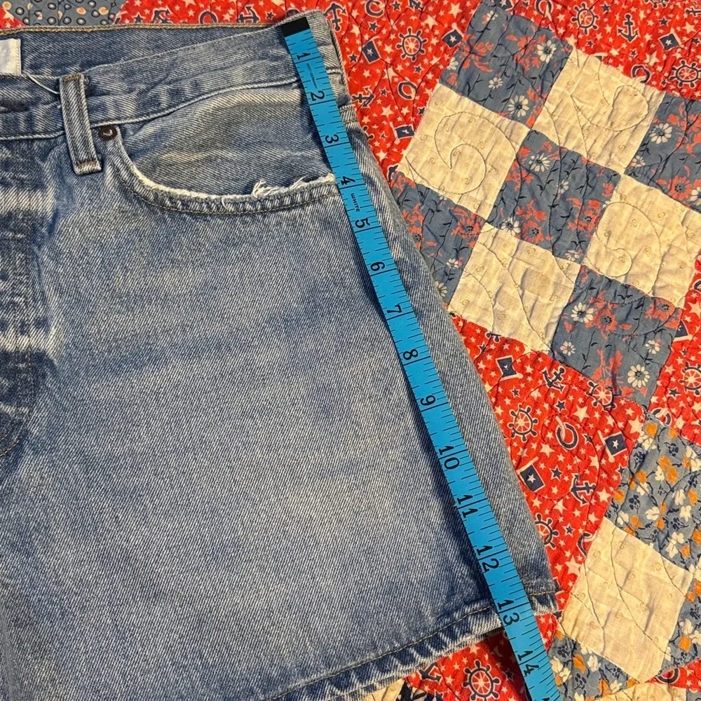 Agolde Parker Long Classic Blue Jean Shorts Size 27 - Picture 11 of 11